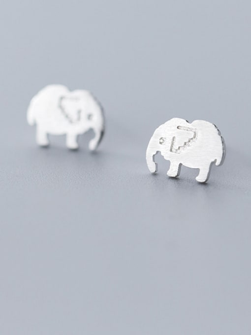 Rosh 925 Sterling Silver With Platinum Plated Cute Elephant Stud Earrings
