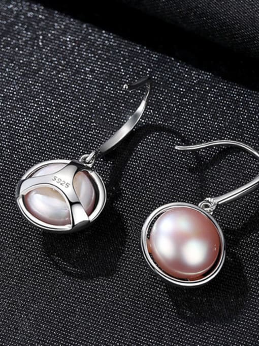 Purple Sterling  Silver Natural Freshwater Pearl Earrings