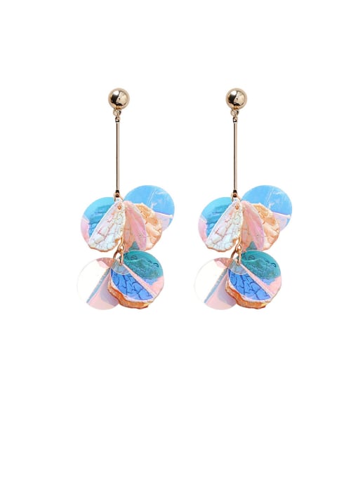 A Green Alloy With Rose Gold Plated Bohemia Round Drop Earrings