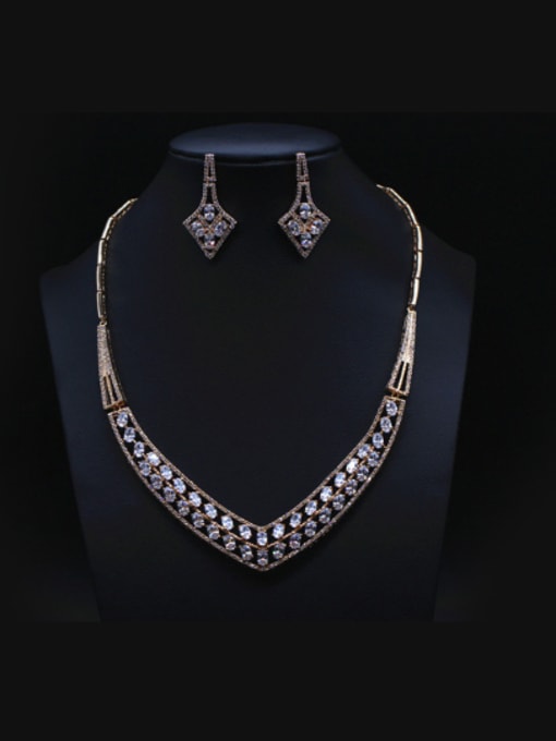 Gold Wedding Party Luxury Two Pieces Jewelry Set