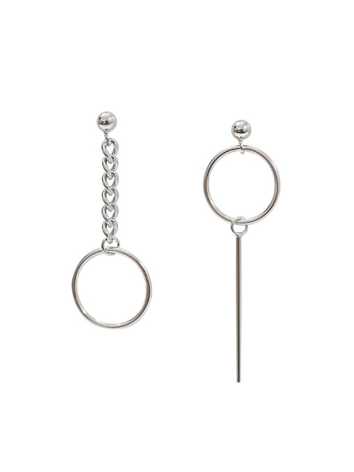 DAKA Simple Asymmetrical Hollow Round Silver Drop Earrings