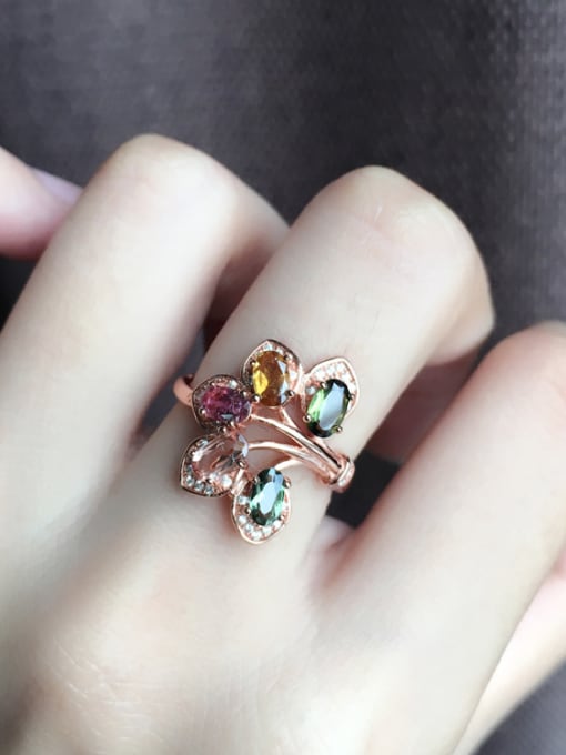 Deli Multi-color Gemstones Petals Statement Ring 0