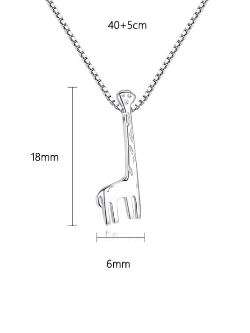CCUI 925 Sterling Silver With Platinum Plated Simplistic Long Deer  Necklaces 4