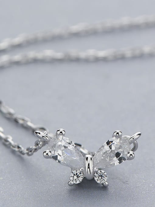 One Silver Bowknot Zircon Necklace 3