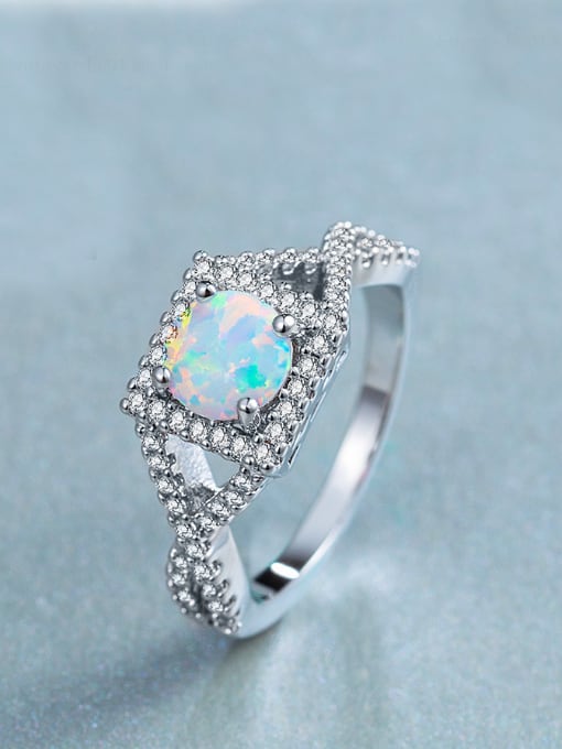 White 6MM Opal Stone Engagement Ring