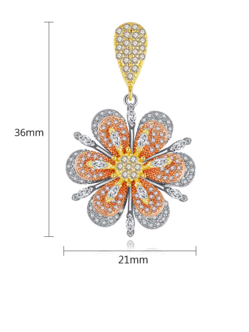 BLING SU Copper With Platinum Plated Fashion Flower Cluster Earrings 2