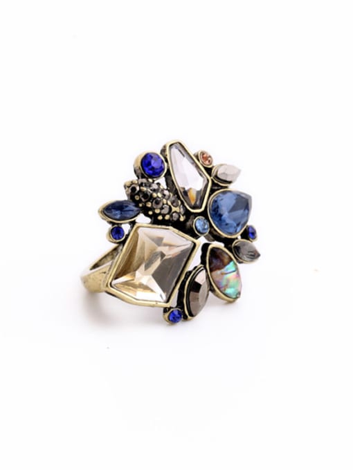 KM Fashion Colorful Stones Alloy Statement Ring 0