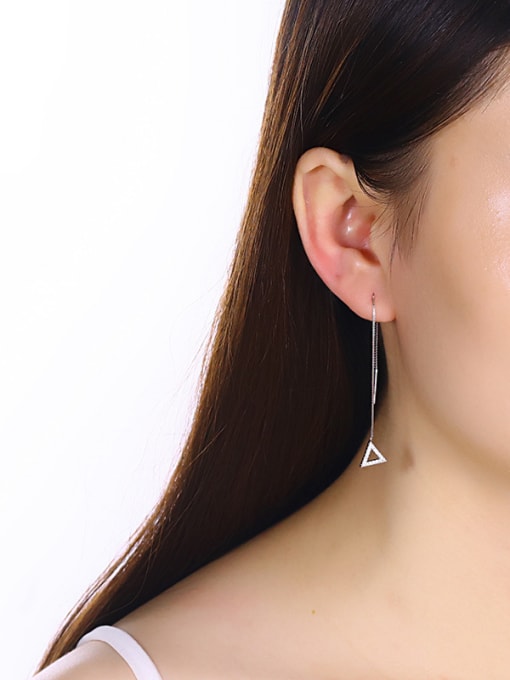 One Silver Trendy Triangle Shaped Line Earrings 1