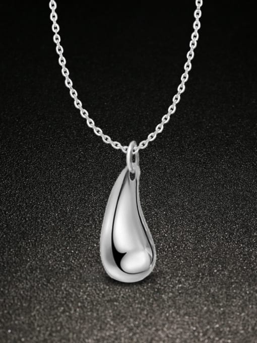 silvery Simple Water Drop Pendant Copper Necklace