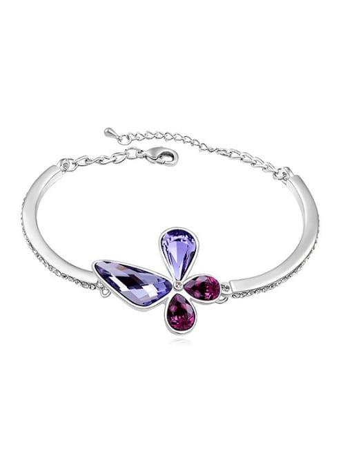 purple Fashionable Flowery austrian Crystals Alloy Bracelet