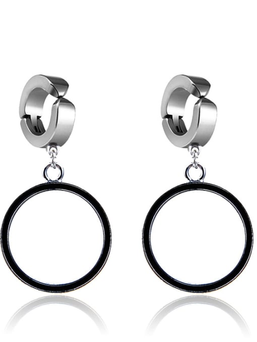 circular Stainless Steel With Classic Heart Stud Earrings