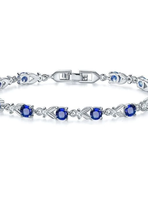 blue Copper With White Gold Plated Delicate Cubic Zirconia Bracelets