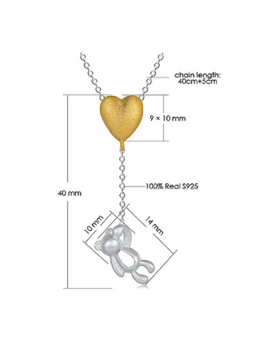 ZK Personalized Gold Plated Heart Little Bear 925 Sterling Silver Necklace 3
