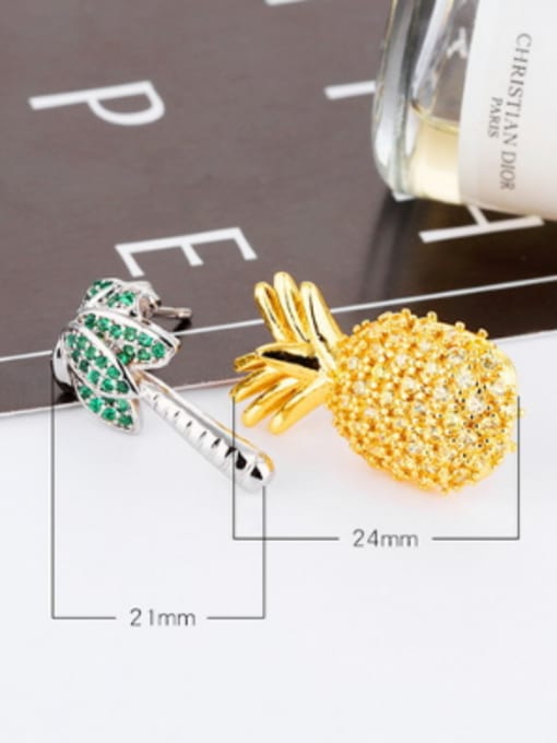 Open Sky Personalized Asymmetrical Pineapple Coconut Tree Stud Earrings 2