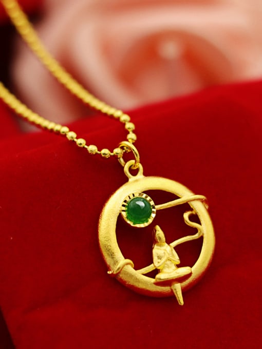 golden Women Round Shaped Chinese Element Necklace