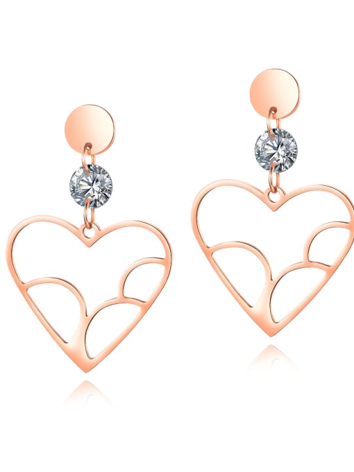 rose  gold Stainless Steel With Rose Gold Plated Classic Heart Stud Earrings