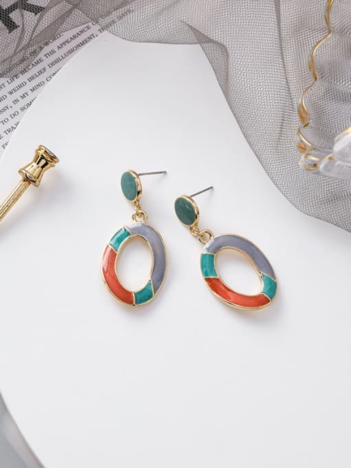 Girlhood Alloy With Imitation Gold Plated Simplistic Oval Drop Earrings 1