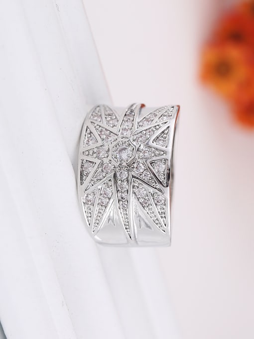 Wei Jia Fashion Platinum Plated Cubic Zirconias Star Copper Ring 2