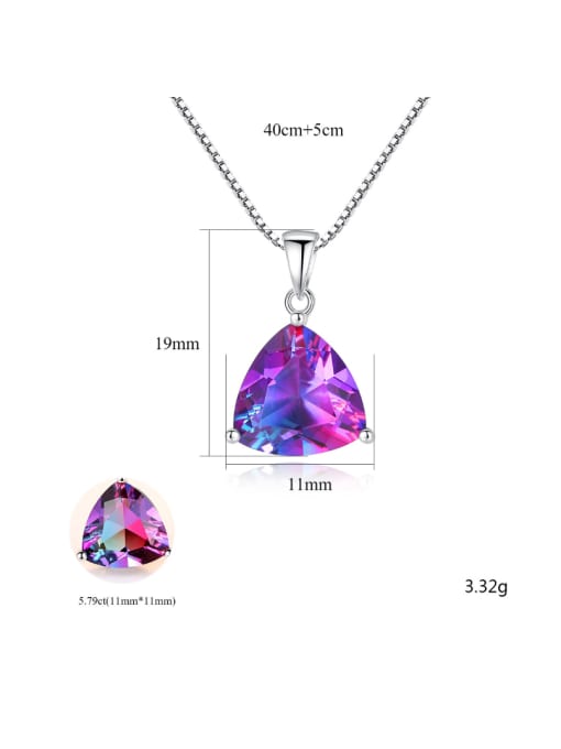 CCUI Sterling silver Rainbow semi-precious stones Triangle necklace 3