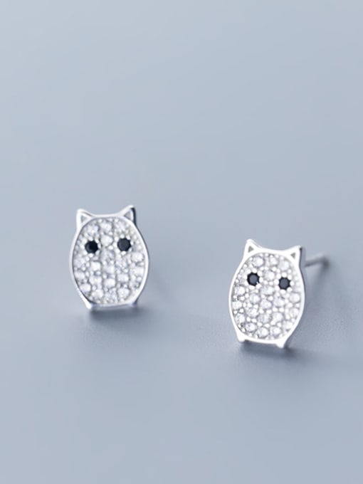 Rosh 925 Sterling Silver With Silver Plated Cute Owl Stud Earrings 2
