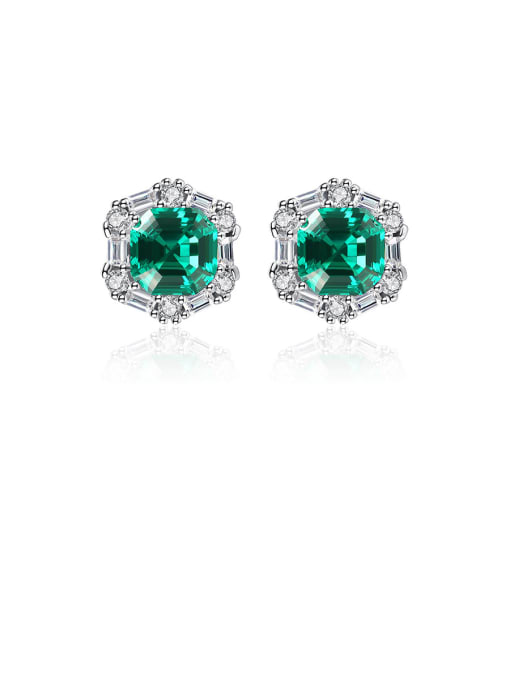CCUI 925 Sterling Silver With Platinum Plated Delicate Geometric Stud Earrings 0