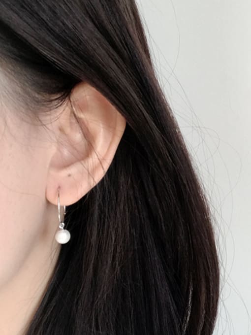 DAKA Simple White Artificial Pearl Silver Women Earrings 1
