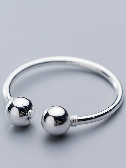 Rosh 925 Sterling Silver With Silver Plated Simplistic Round Ball Bell Bracelets 2