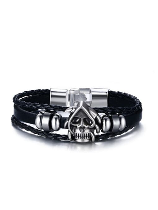 CONG Personality Skull Shaped Stainless Steel Alloy Bracelet 0
