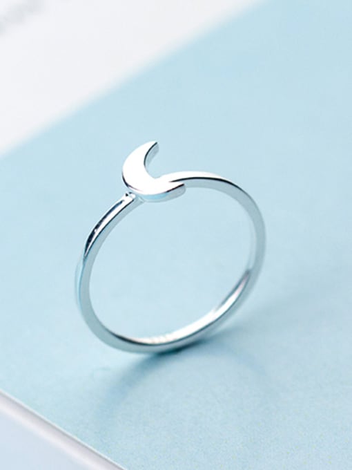 Rosh Women All-match Moon Shaped S925 Silver Ring 0