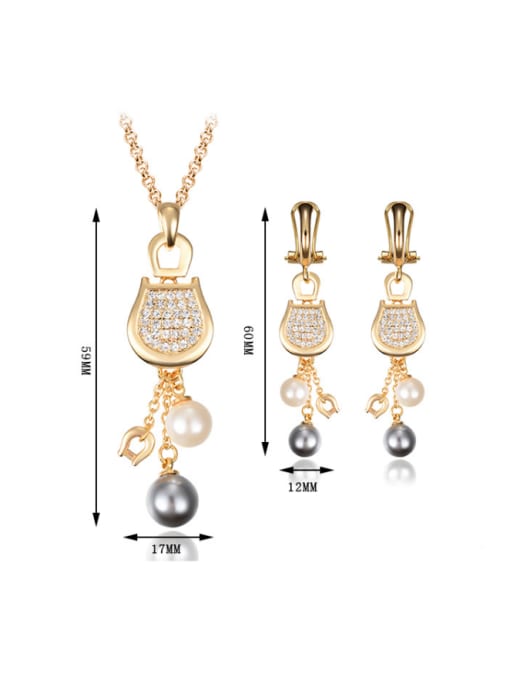 BESTIE 2018 Alloy Imitation-gold Plated Fashion Artificial Pearl and Rhinestones Two Pieces Jewelry Set 2