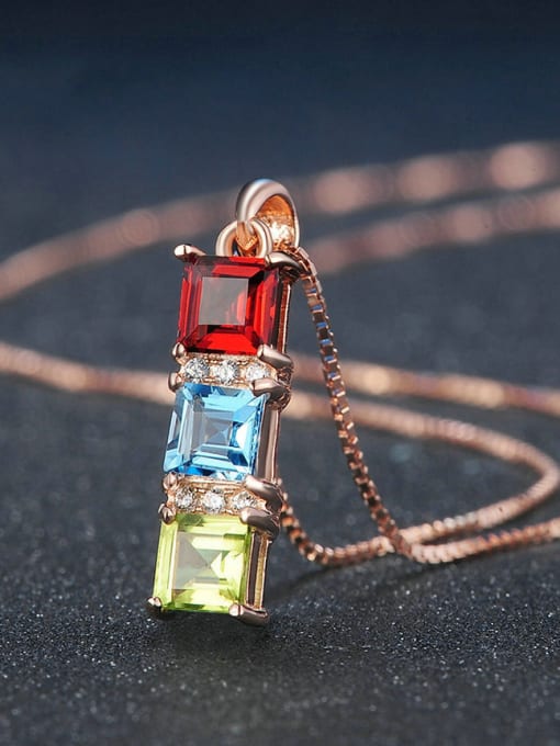 ZK Colorful Natural Stones S925 Silver Pendant 3