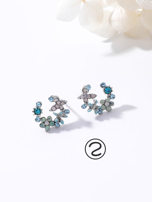 2#K3520 Alloy With Rose Gold Plated Simplistic Flower Stud Earrings