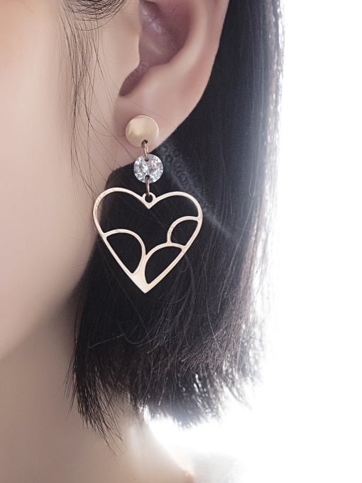Open Sky Stainless Steel With Rose Gold Plated Classic Heart Stud Earrings 1