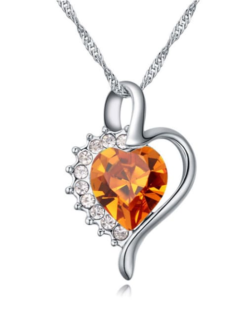 yellow Fashion Heart austrian Crystals Pendant Alloy Necklace