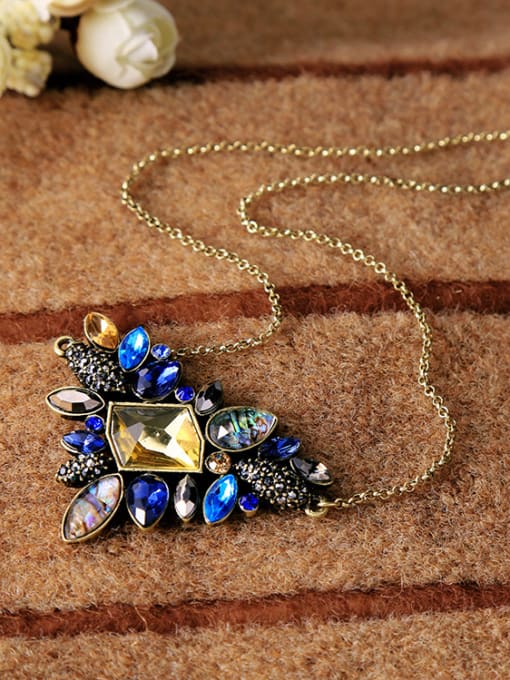 KM Fresh and Colorful Mixed Gemstones Short Alloy Sweater Necklace 2