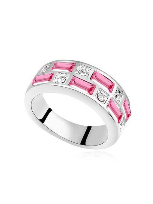pink Simple austrian Crystals Platinum Plated Alloy Ring