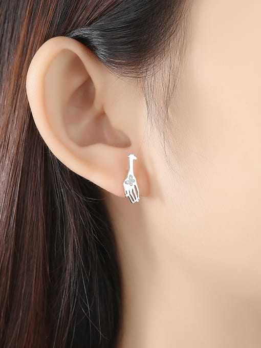 CCUI 925 Sterling Silver With Cubic Zirconia Cute Animal giraffe Stud Earrings 1