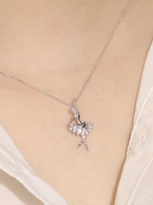 Dan 925 Sterling Silver With Cubic Zirconia Cute Angel Necklaces 1