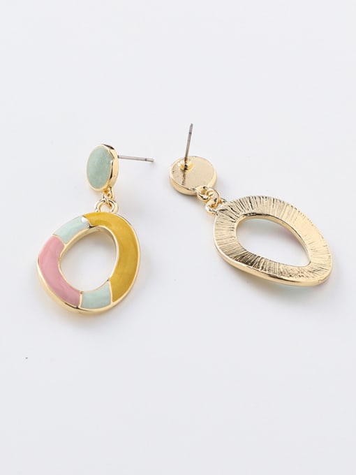 Girlhood Alloy With Imitation Gold Plated Simplistic Oval Drop Earrings 2