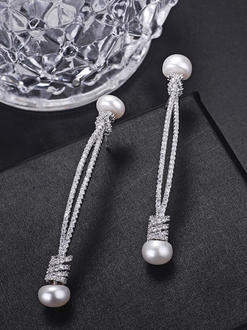 ALI New type of zircon cords to imitate Pearl Earrings 0