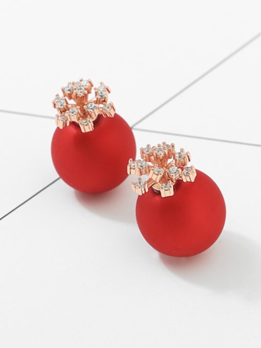Red Gold Copper With White Gold Plated Delicate Flower Stud Earrings