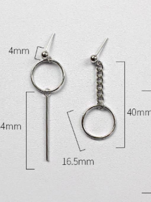 DAKA Simple Asymmetrical Hollow Round Silver Drop Earrings 3