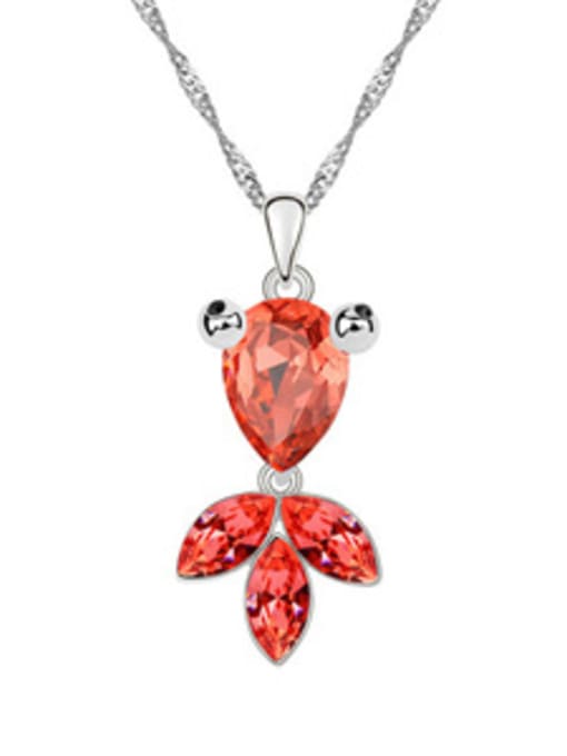 red Personalized Little Golden Fish austrian Crystals Pendant Alloy Necklace