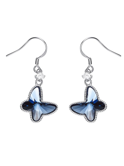 Blue S925 Silver Blue Butterfly hook earring