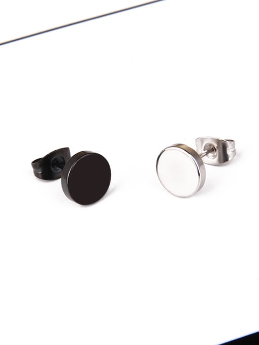 BSL Stainless Steel With Black Gun Plated Trendy Round Stud Earrings-- ONLY ONE,NOT A PAIR 3
