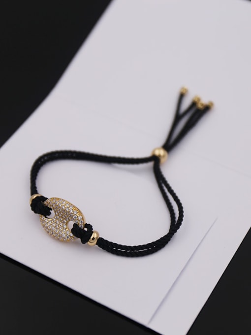 Black Rope Button Shaped Rope Stretch Bracelet