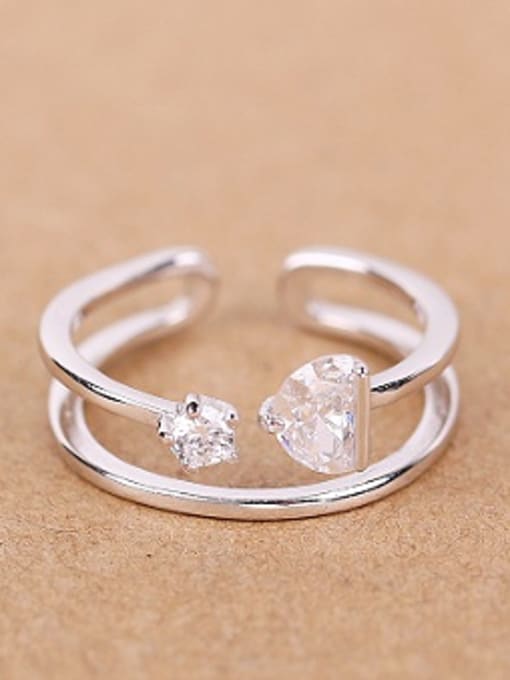 Peng Yuan Simple Zircon Two-band Opening Stacking Ring 0