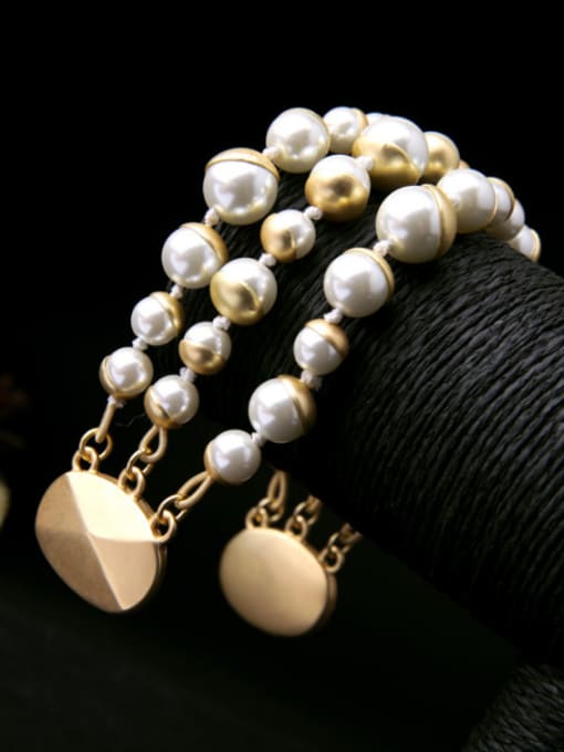 KM Fashion Generous  Multi Layer Artificial Pearl Alloy Bracelet 1