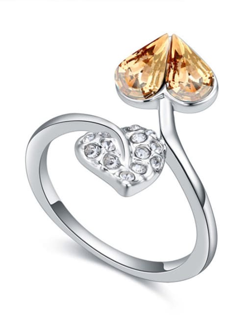 QIANZI Personalized Heart austrian Crystal Leaf Alloy Ring 1