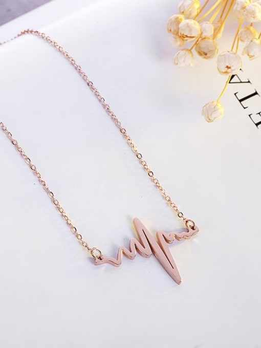 Rose Gold ECG Clavicle Stainless Steel Necklace